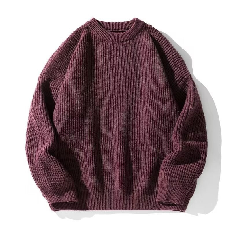 Davis | Mens Heavy Ribbed Knit Sweater Loose Fit Pullover