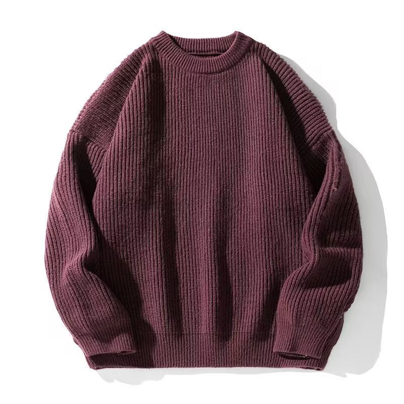 Davis | Mens Heavy Ribbed Knit Sweater Loose Fit Pullover