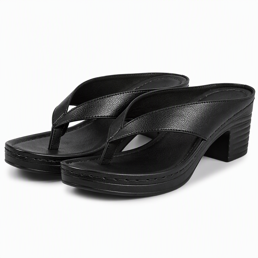 Dawson | Womens Block Heel Mules Slide Sandals Heeled Slippers