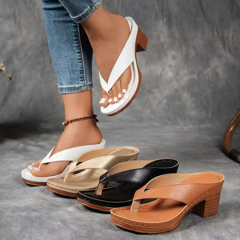 Dawson | Womens Block Heel Mules Slide Sandals Heeled Slippers