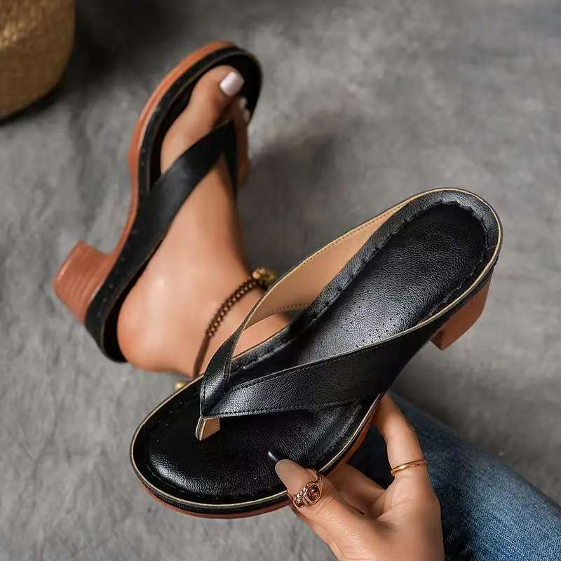 Dawson | Womens Block Heel Mules Slide Sandals Heeled Slippers