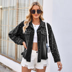 Dayna | Womens Hooded Beaded Denim Jacket