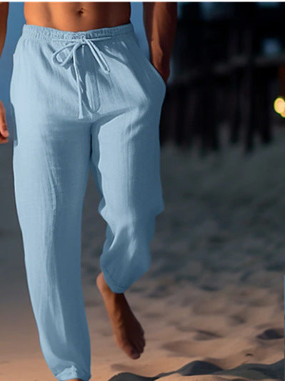 Deacon | Mens Linen Straight Leg Breathable Lightweight Casual Summer Pants