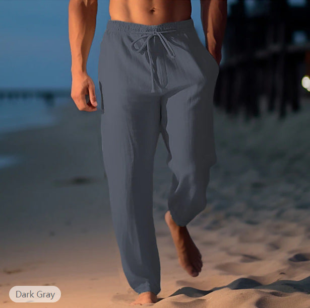 Deacon | Mens Linen Straight Leg Breathable Lightweight Casual Summer Pants