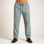 Deacon | Mens Linen Straight Leg Breathable Lightweight Casual Summer Pants, Light Green