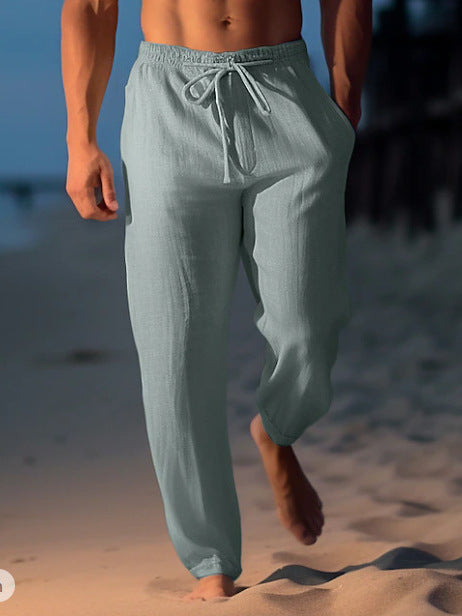 Deacon | Mens Linen Straight Leg Breathable Lightweight Casual Summer Pants