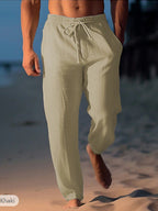Deacon | Mens Linen Straight Leg Breathable Lightweight Casual Summer Pants