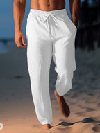 Deacon | Mens Linen Straight Leg Breathable Lightweight Casual Summer Pants