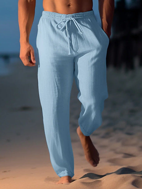 Deacon | Mens Linen Straight Leg Breathable Lightweight Casual Summer Pants