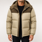 Dean | Mens Puffer Jacket Fleece Lined Padded Winter Warm Quilted Coat, Khaki