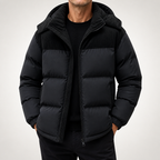 Dean | Mens Puffer Jacket Fleece Lined Padded Winter Warm Quilted Coat, Black