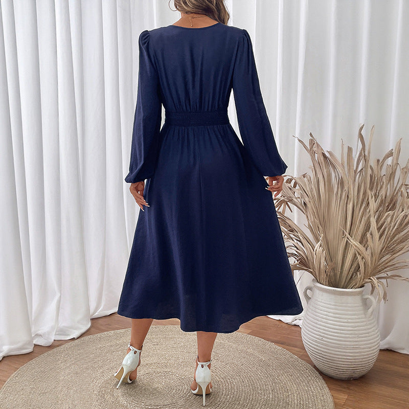 Deanne | Womens Fall Wedding Guest Long Sleeve Embroidered A Line Midi Dress
