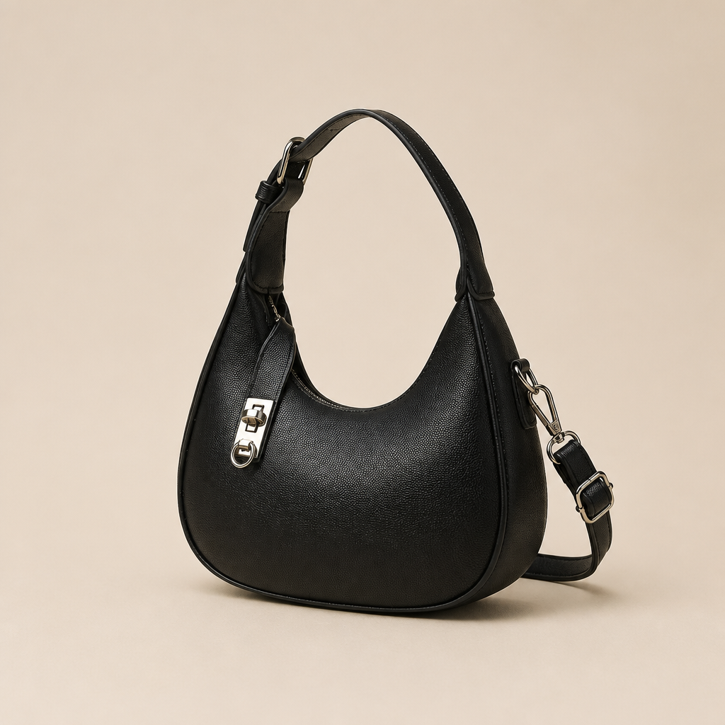 Deborah | Womens Slouchy Dumpling Shoulder Bag Underarm Purse Handbag, Black