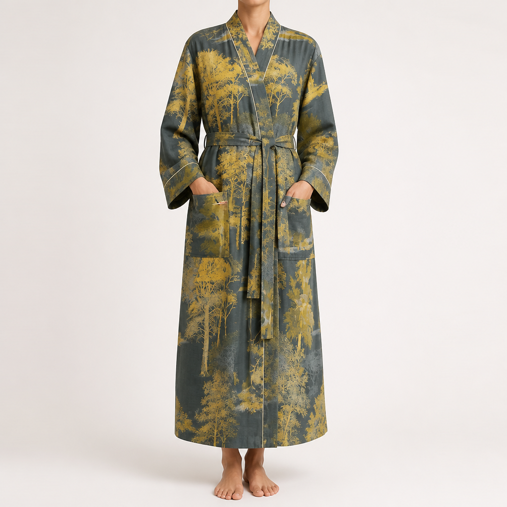 Debra | Womens Cotton Kimono Loungewear Sleepwear Bathrobe Robe, Design 1