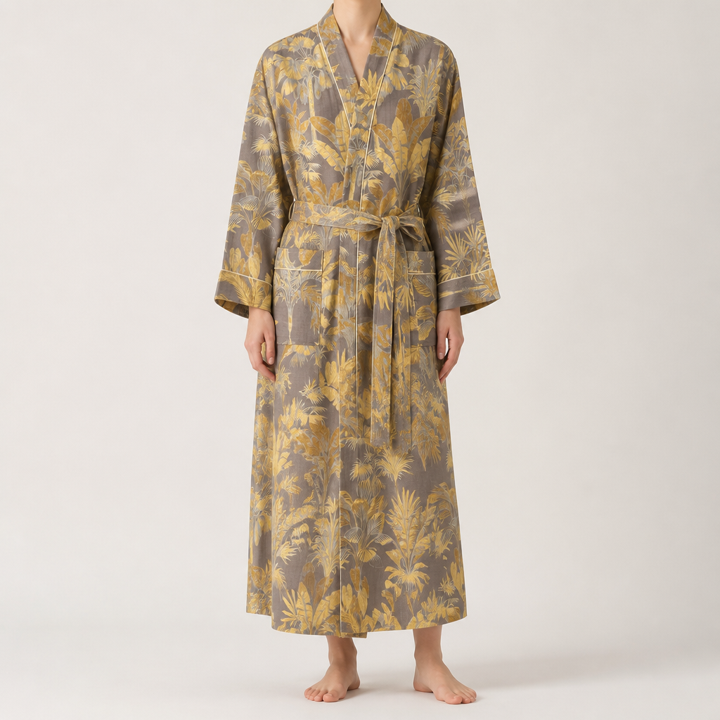 Debra | Womens Cotton Kimono Loungewear Sleepwear Bathrobe Robe, Design 2