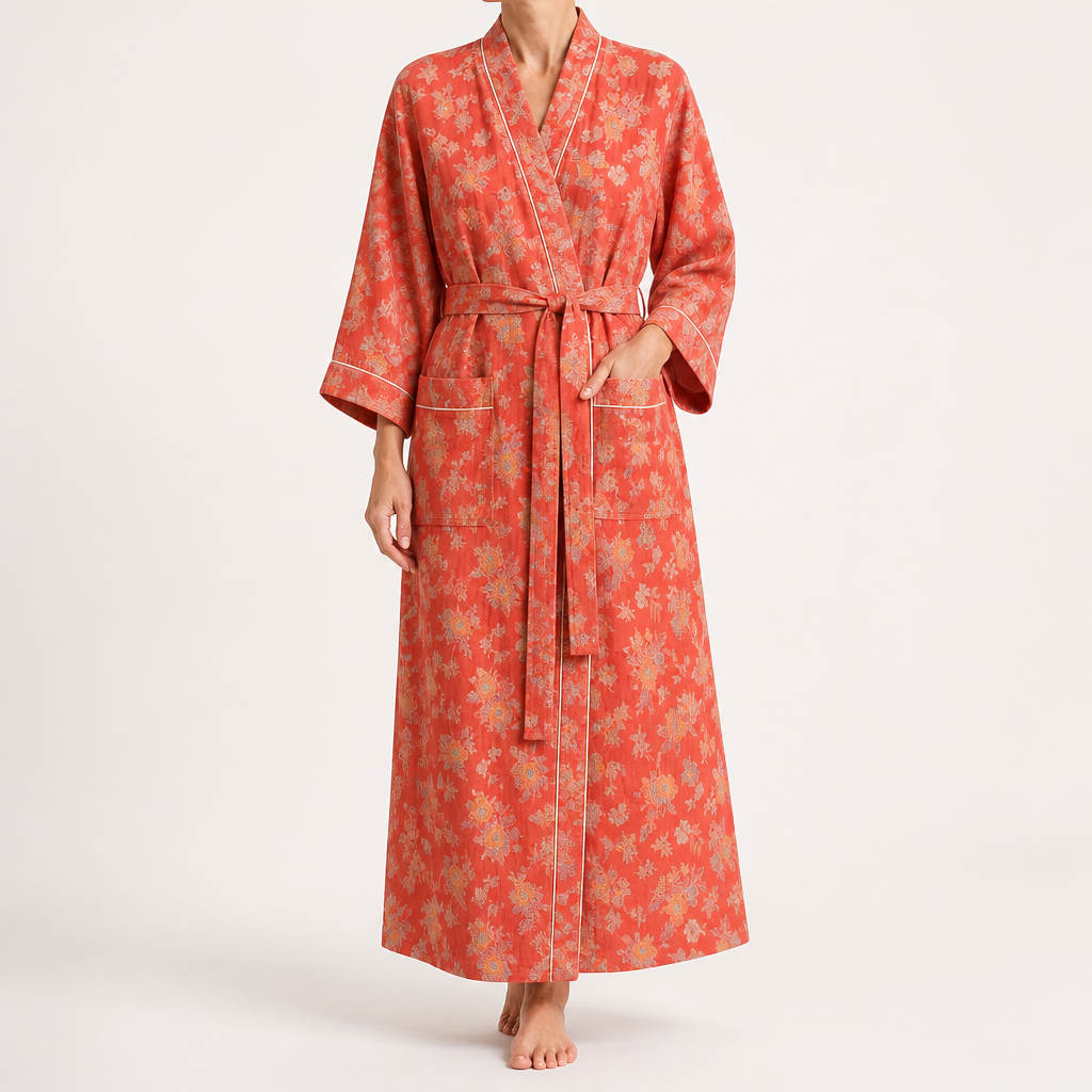 Debra | Womens Cotton Kimono Loungewear Sleepwear Bathrobe Robe, Design 3