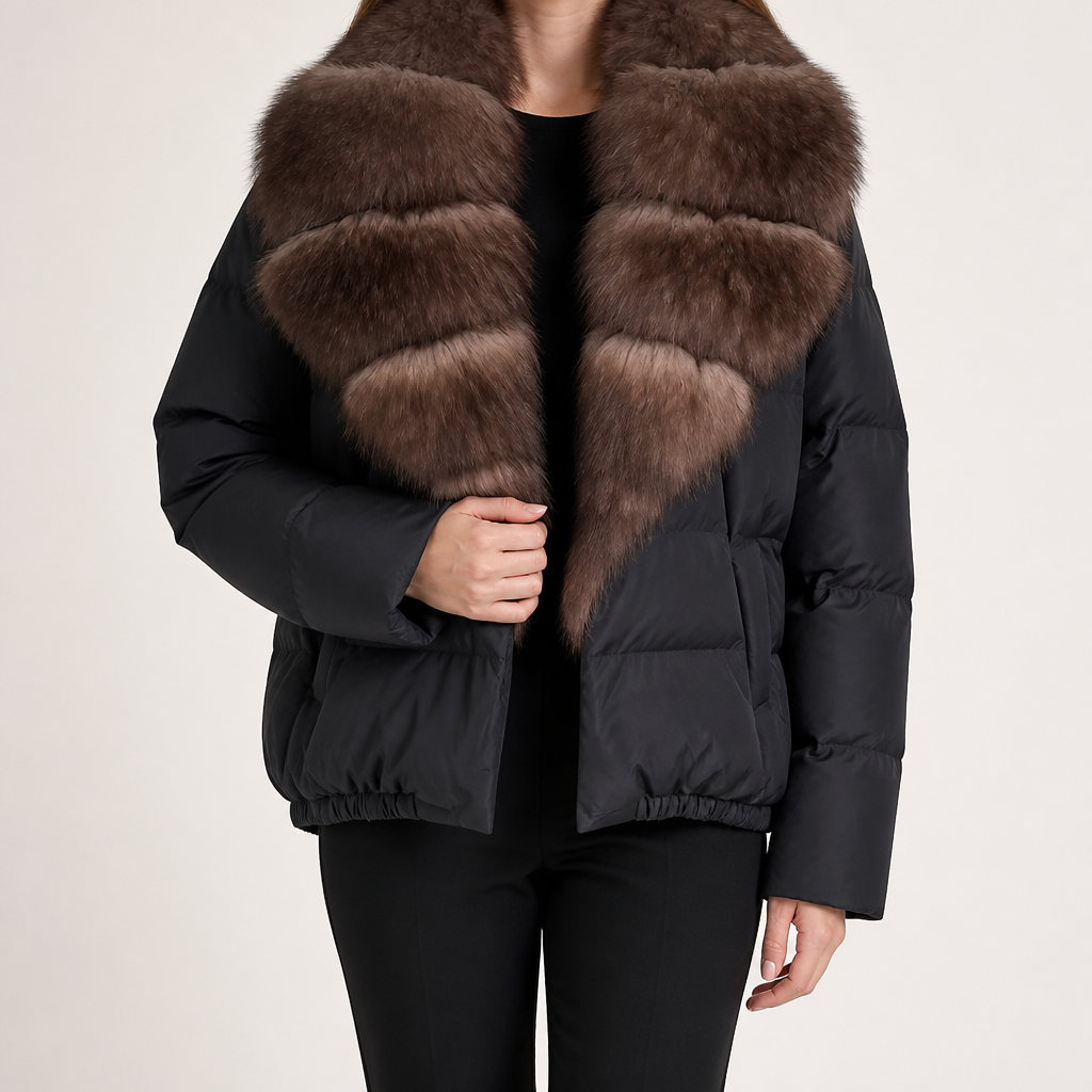 Deidre | Womens Puffer Jacket High Collar Padded Warm Winter Coat, Black Coffee