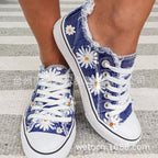 Delia | Womens Printed Canvas Lace Up On Flat Shoes - 3