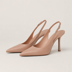 Delphi | Womens Pointed Toe Stiletto Heeled Strappy Sandals Heels, Apricot