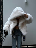 Delphine | Womens Hooded Fluffy Winter Faux Fur Jacket