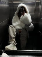 Delphine | Womens Hooded Fluffy Winter Faux Fur Jacket