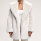 Delphine | Womens Faux Fur Coat Winter Coats Hooded Fluffy Teddy Cropped Jacket, White