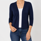 Delphine | Womens Cardigan Knitted Short Coat Versatile Outerwear, Dark Blue