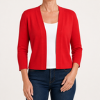 Delphine | Womens Cardigan Knitted Short Coat Versatile Outerwear, Red