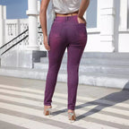 Delphine | Womens Purple High Waisted Skinny Stretch Denim Jeans - 4