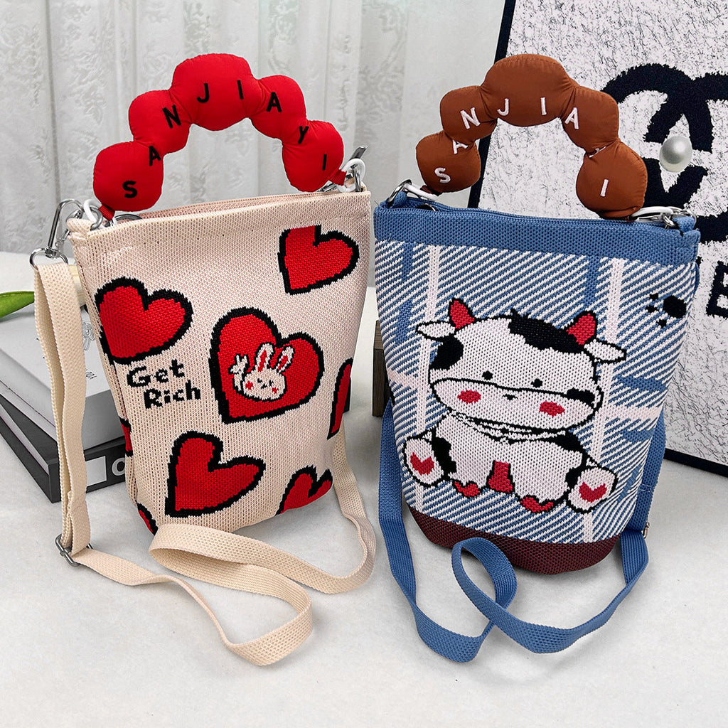 Denise | Womens Knitted Bucket Bag Crossbody Purse Shoulder Handbag