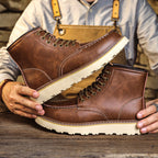 Dennis | Mens Leather Work Boots Retro Motorcycle British Style Footwear
