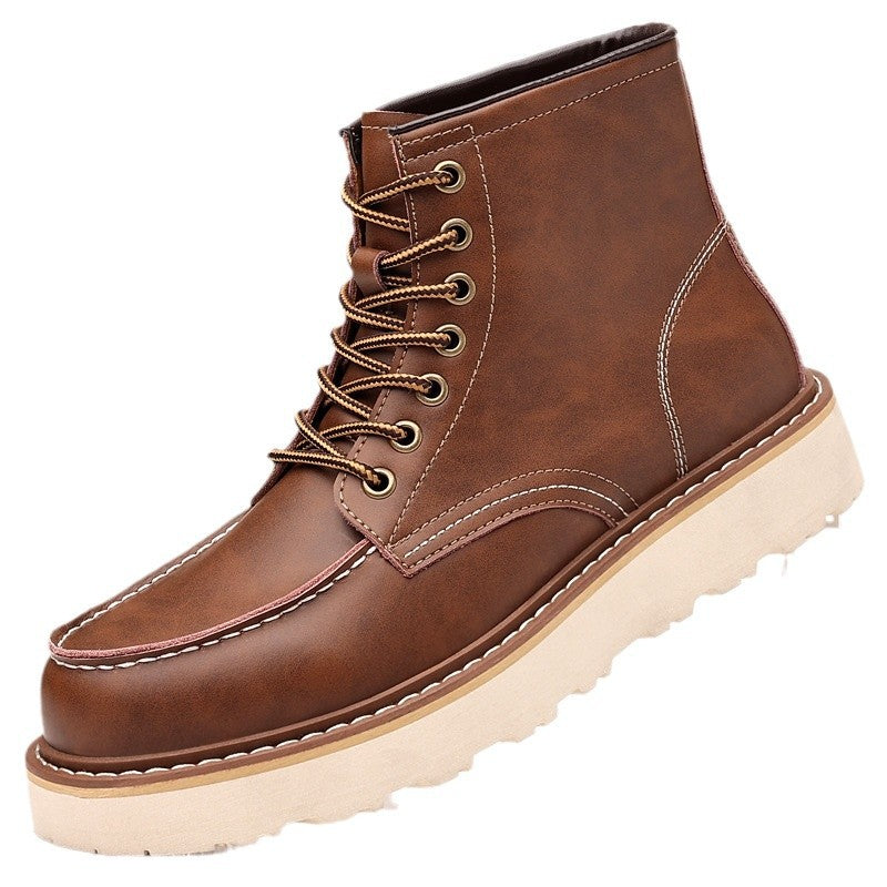 Dennis | Mens Leather Work Boots Retro Motorcycle British Style Footwear