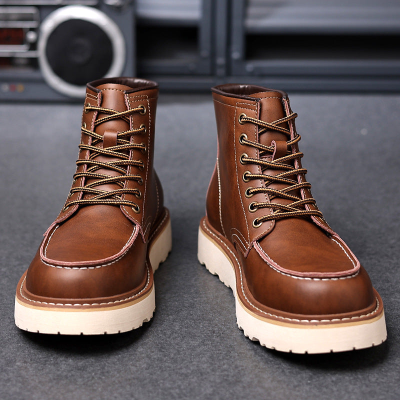Dennis | Mens Leather Work Boots Retro Motorcycle British Style Footwear