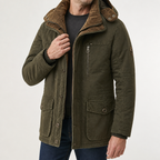 Derek | Mens Fleece Lined Hooded Warm Padded Mid Length Winter Parka Coat, Green