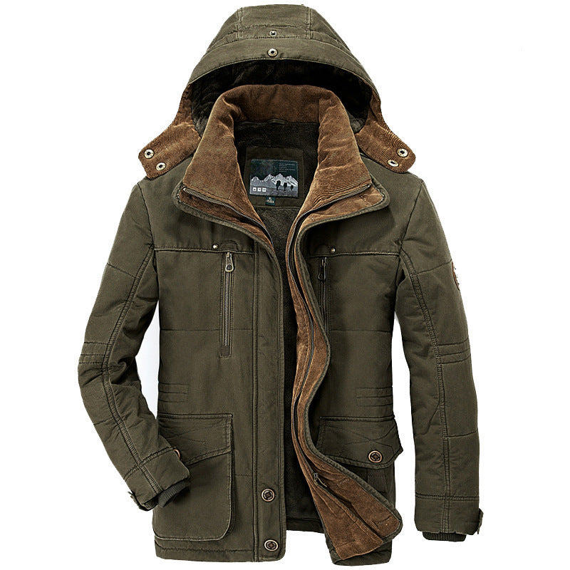Derek | Mens Fleece Lined Hooded Warm Padded Mid Length Winter Parka Coat, Green