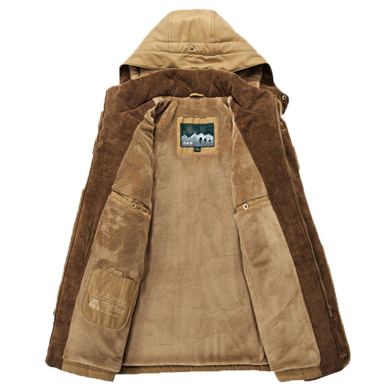 Derek | Mens Fleece Lined Hooded Warm Padded Mid Length Winter Parka Coat