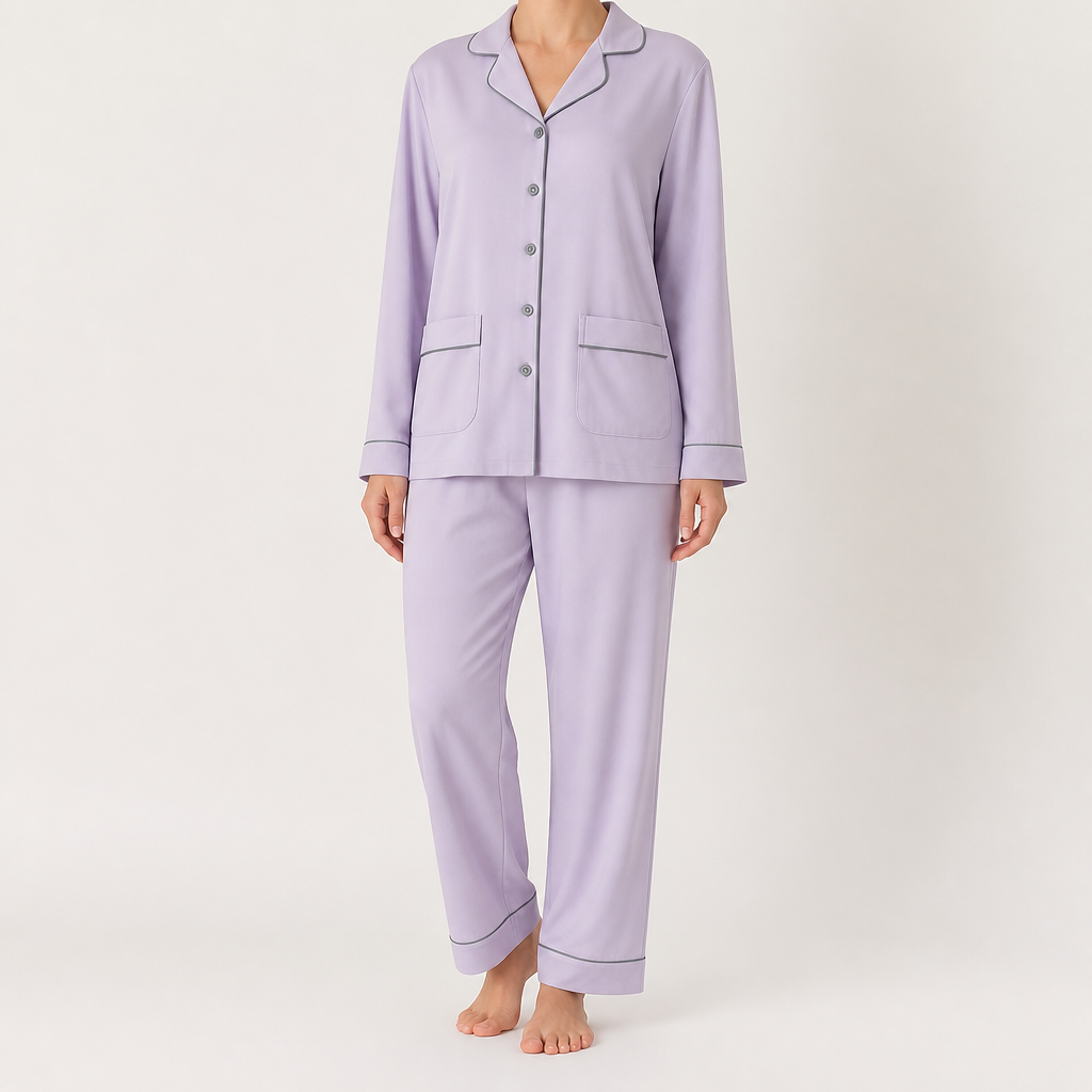 Desiree | Womens Cotton Long Sleeve Pajama Set, Lilac