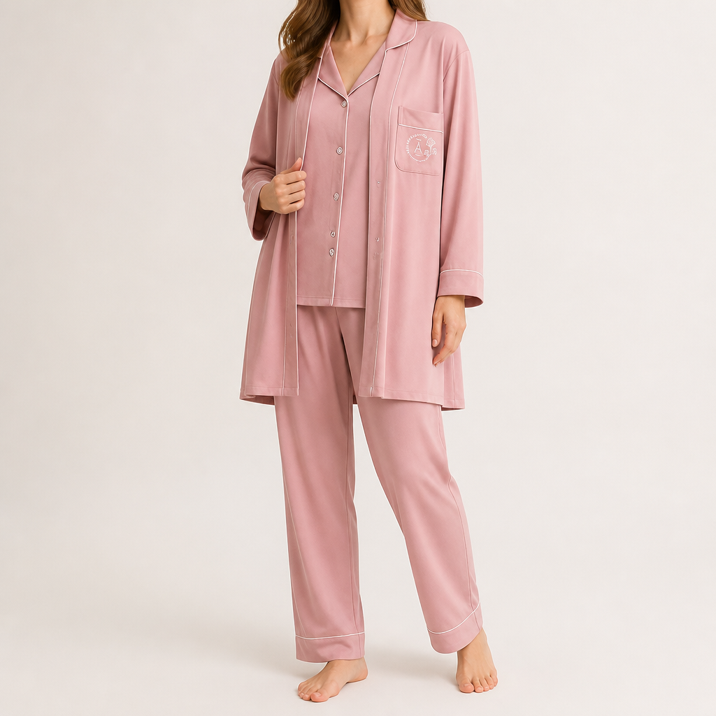 Desiree | Womens Cotton Long Sleeve Pajama Set, Rose Pink