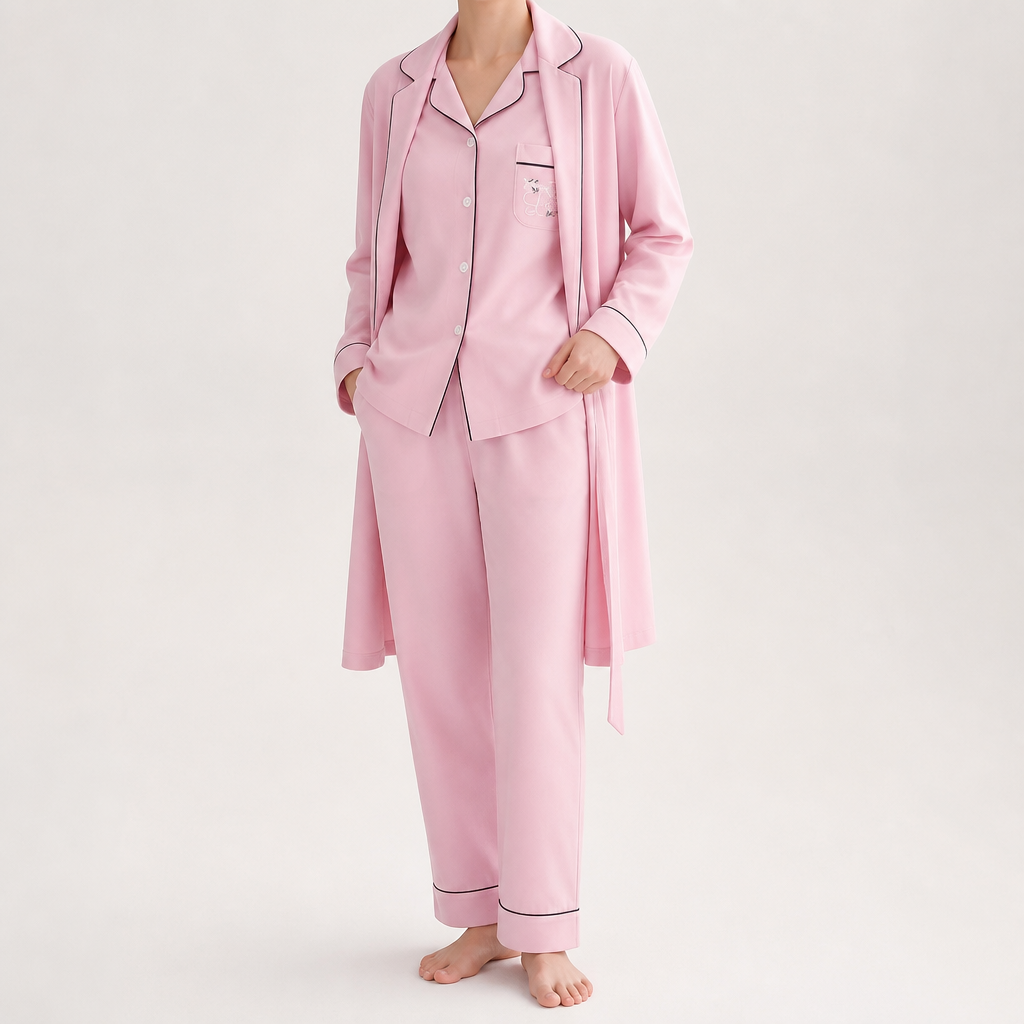 Desiree | Womens Cotton Long Sleeve Pajama Set, Dusty Pink