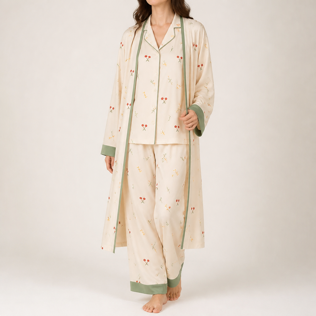 Desiree | Womens Cotton Long Sleeve Pajama Set, Cream