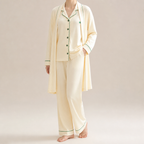 Desiree | Womens Cotton Long Sleeve Pajama Set, Ivory