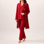 Desiree | Womens Cotton Long Sleeve Pajama Set, Red