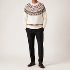 Desmond | Mens Knitted Jumper Round Neck Knit Winter Sweater, White