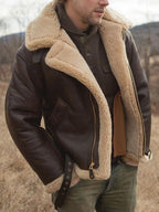 Dillon | Mens Faux Suede Sherpa Lined Belted Warm Winter Jacket
