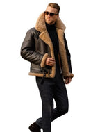 Dillon | Mens Faux Suede Sherpa Lined Belted Warm Winter Jacket