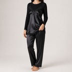 Dolores | Womens Satin Lace Chemise Slip Nightgown, Satin Black