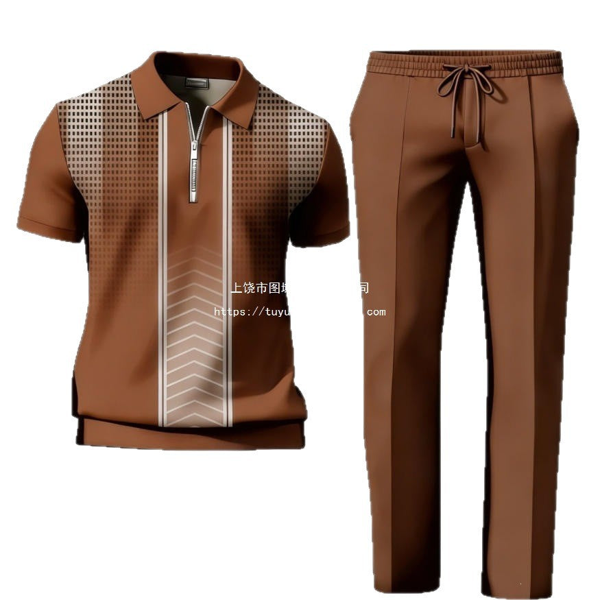 Dorian | Mens Printed Short Sleeve Casual Summer Polo Polo Shirt - 5