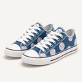 Dorothy | Womens Printed Canvas Shoes Lace Up Flat Sneakers, White