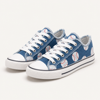 Dorothy | Womens Printed Canvas Shoes Lace Up Flat Sneakers, White