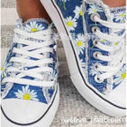 Dorothy | Womens Printed Canvas Shoes Lace Up Flat Sneakers